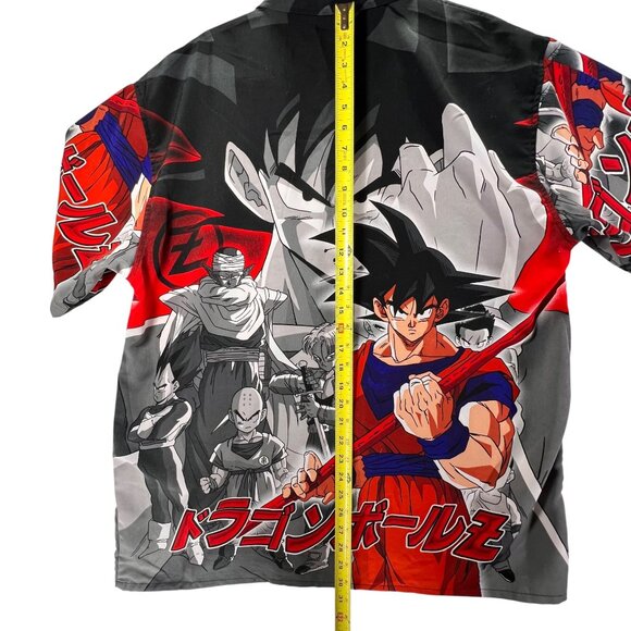 Vtg Dragon Ball Z Anime GOKU Graphic Shirt Y2K All Over Print Button Up Mens Lg - Picture 14 of 14